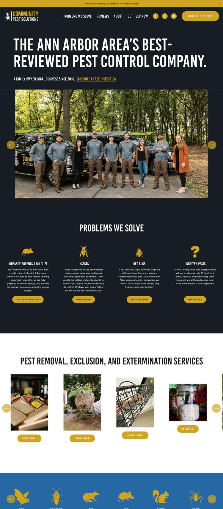 Screenshot 2 of Pest Free MI (Example Squarespace Pest Control Website)
