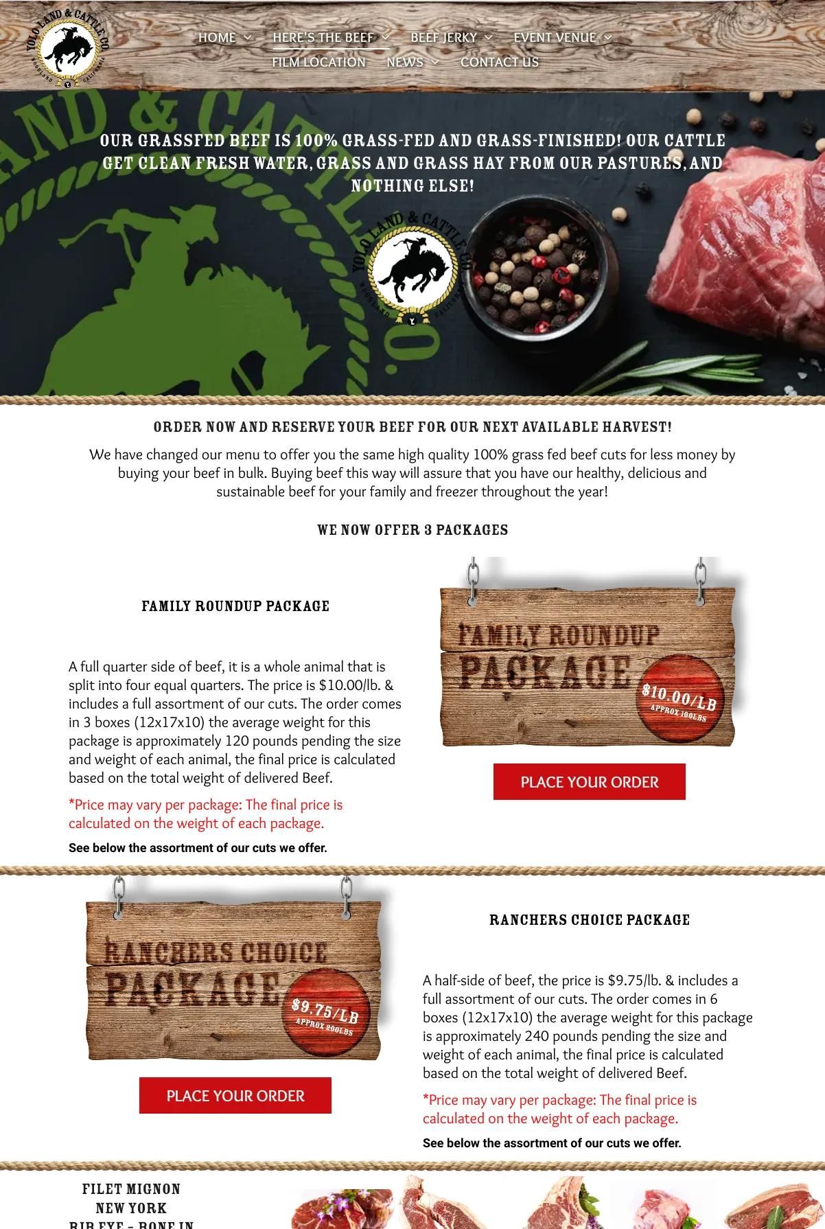 Screenshot 2 of Yolo Land & Cattle Co. (Example Duda Website)