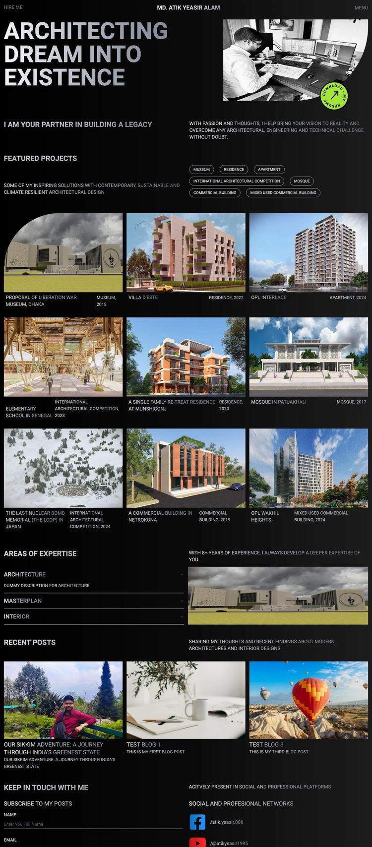 Screenshot 2 of Atik Yeasir Alam (Example Next.js Architect Website)