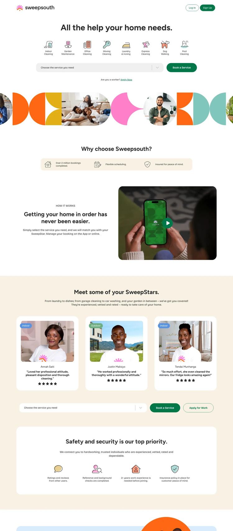 Screenshot 2 of SweepSouth (Example WordPress Cleaning Services Website)