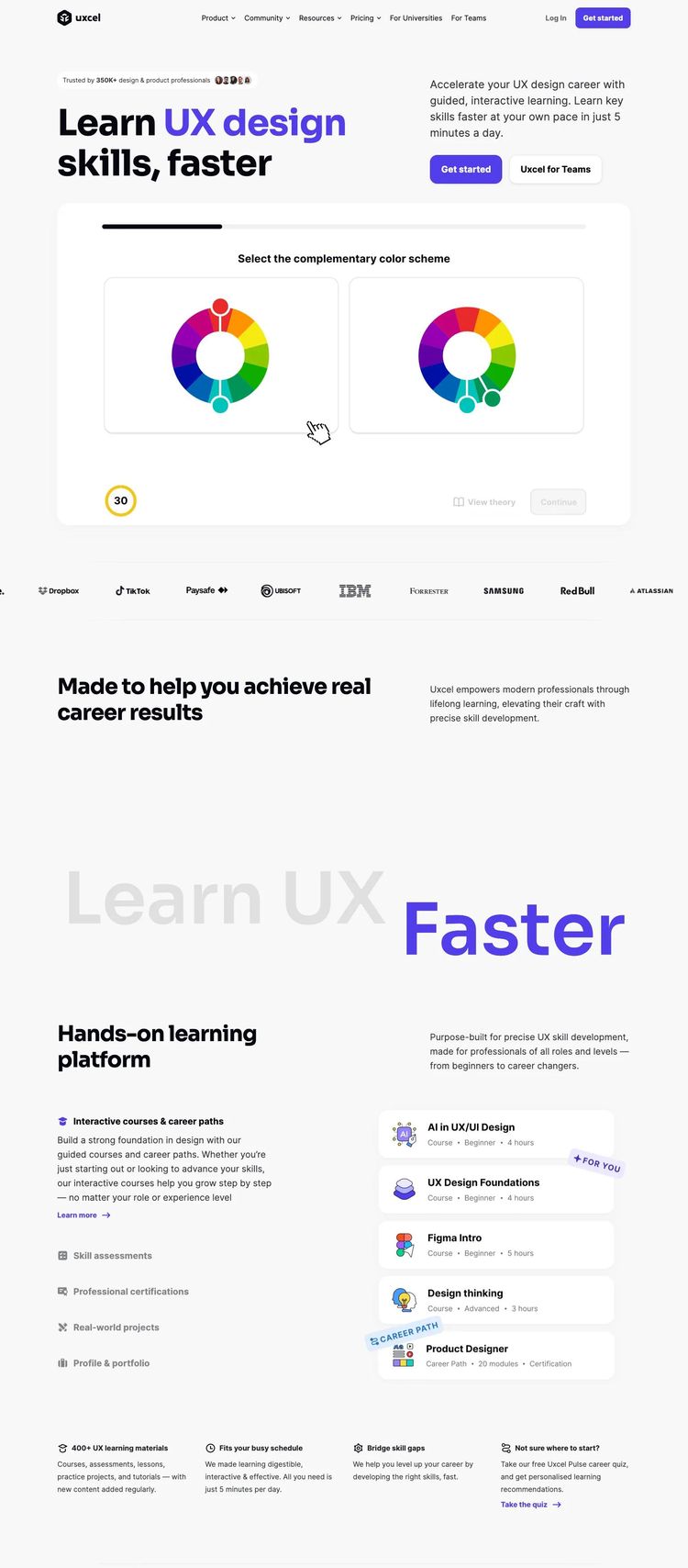 Screenshot 1 of Uxcel (Example Webflow Blog Website)