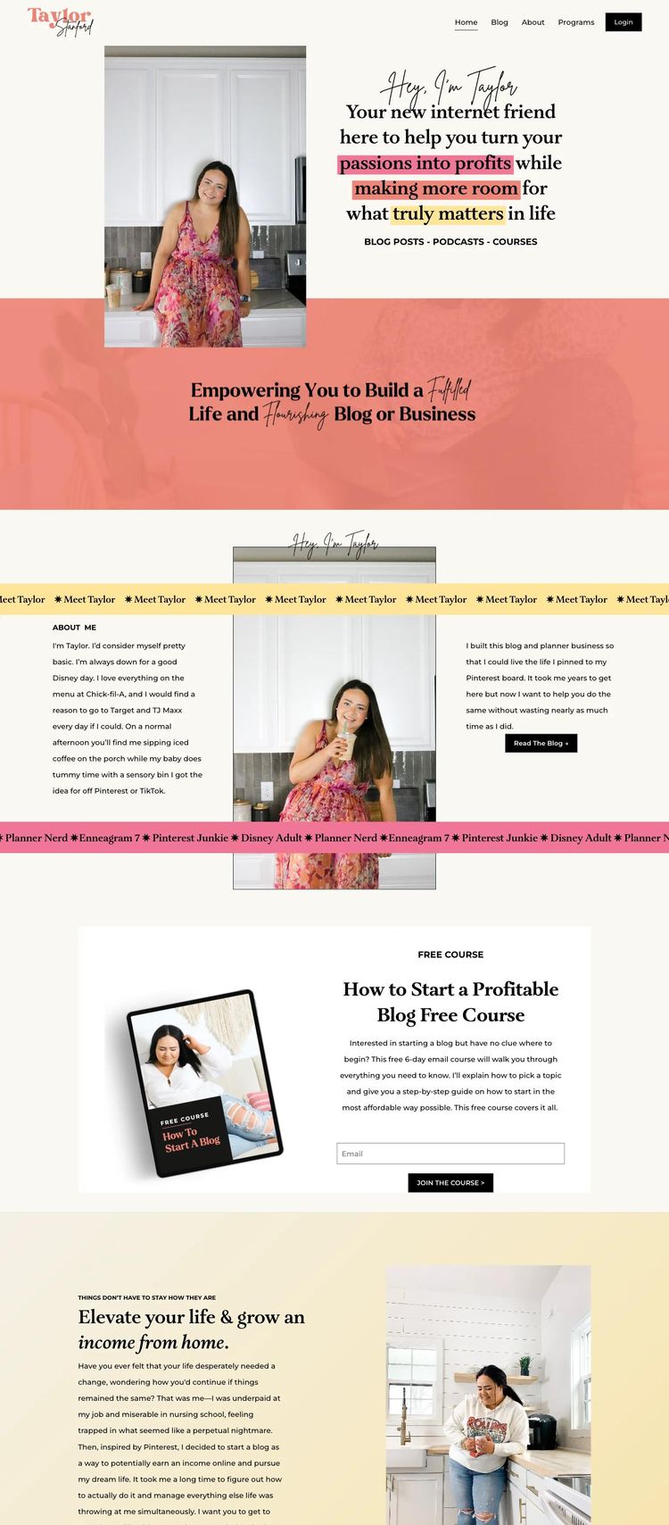 Screenshot 2 of Taylor Stanford (Example Squarespace Blog Website)