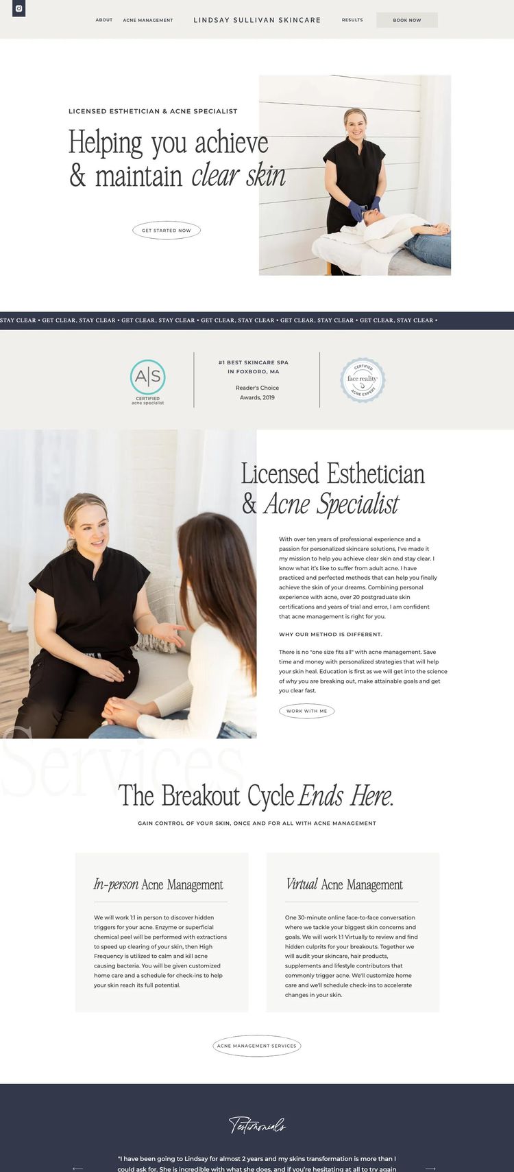Screenshot 2 of Lindsay Sullivan Skincare (Example Showit Beauty Products Website)