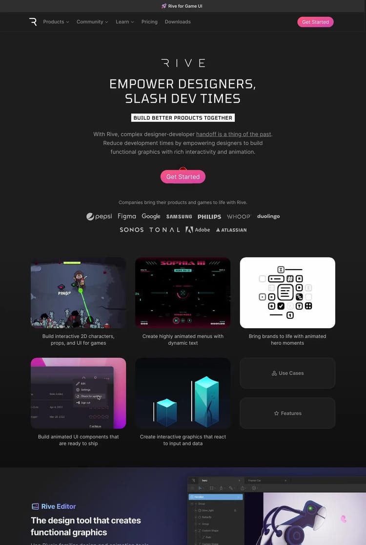 Screenshot 1 of Rive App (Example Framer Website)