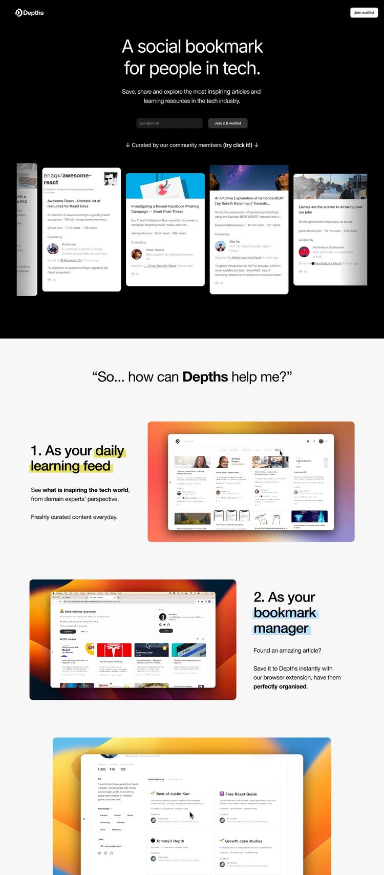 Screenshot 2 of Depths (Example Framer Community Center Website)