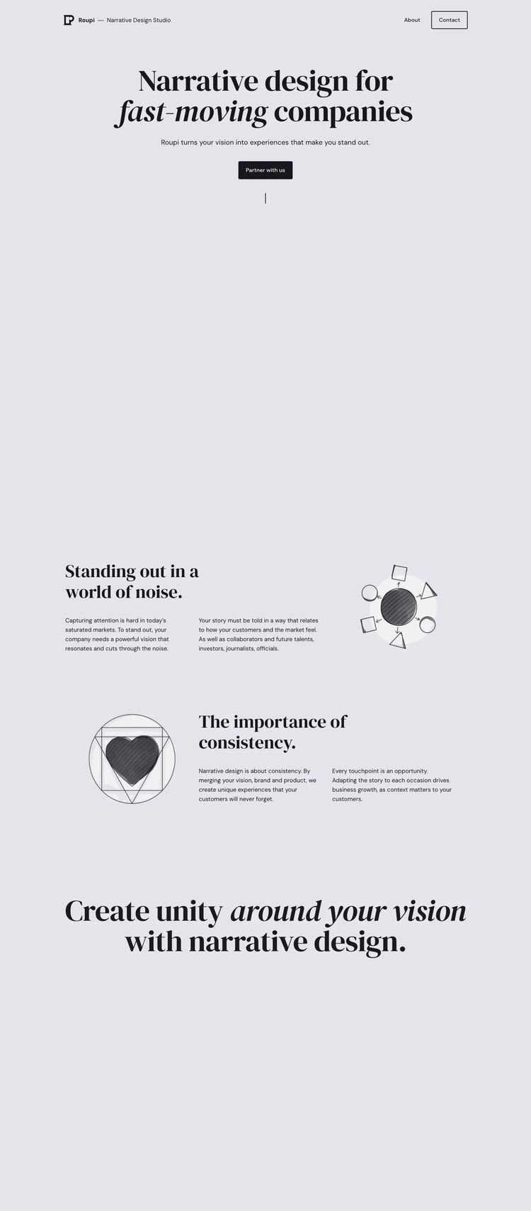 Screenshot 1 of Roupi (Example Webflow Design Agency/Studio Website)
