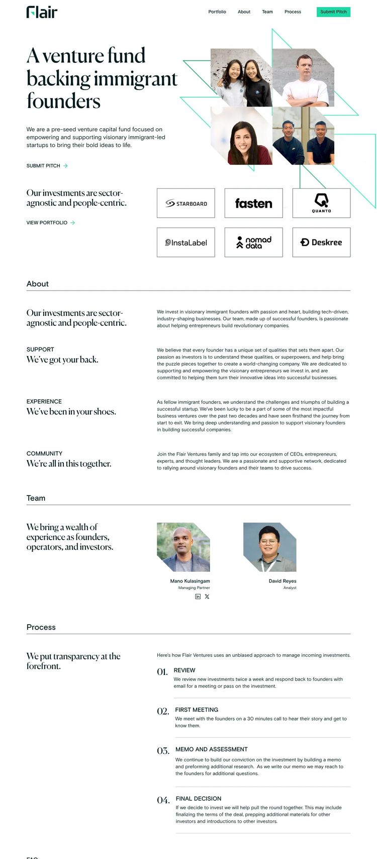 Screenshot 2 of Flair VC (Example Framer Business Consultant Website)