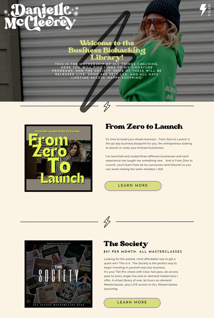 Screenshot 1 of Danielle McCleerey (Example ThriveCart Website)