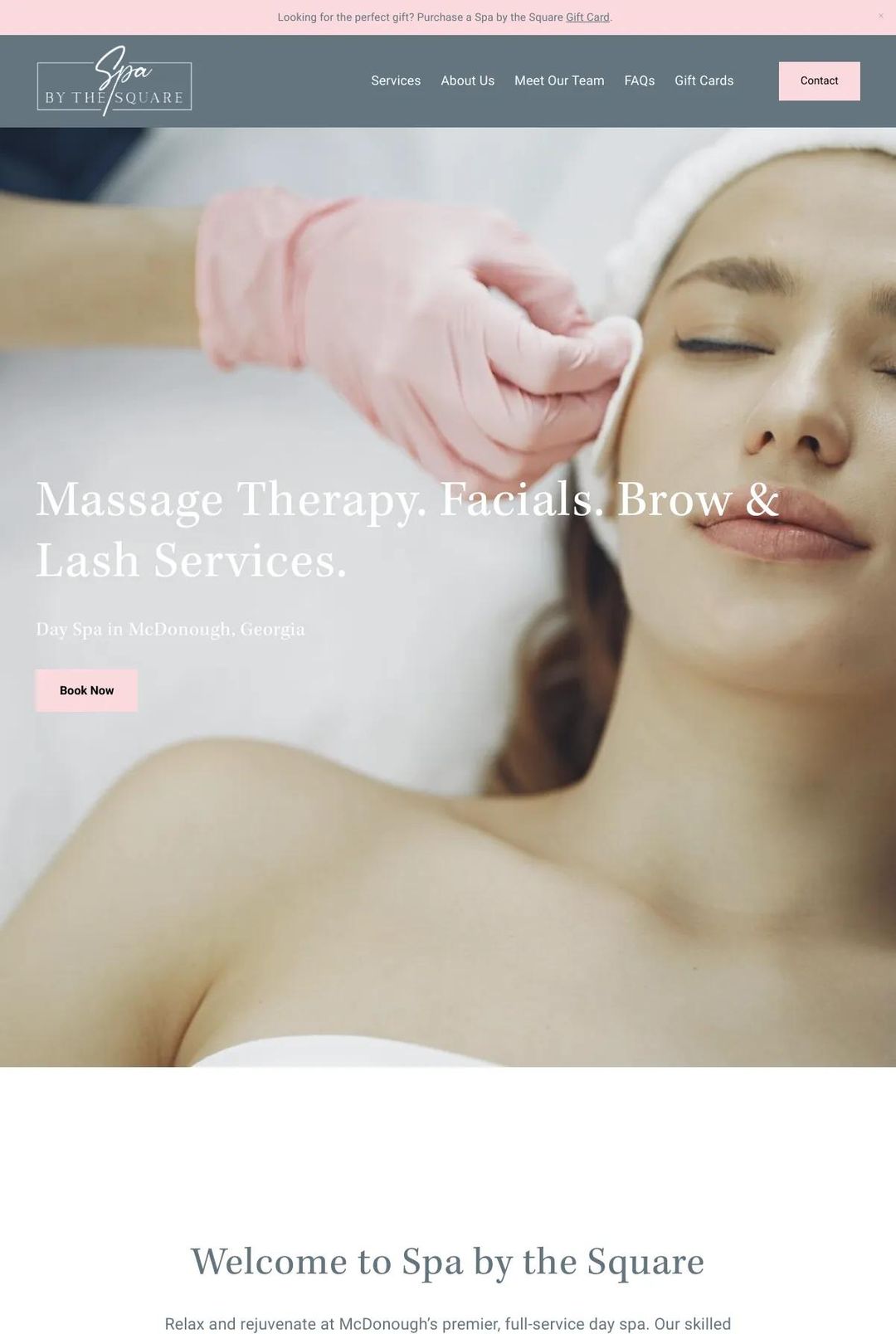 Screenshot 1 of Spa by the Square (Example Squarespace Esthetician Website)
