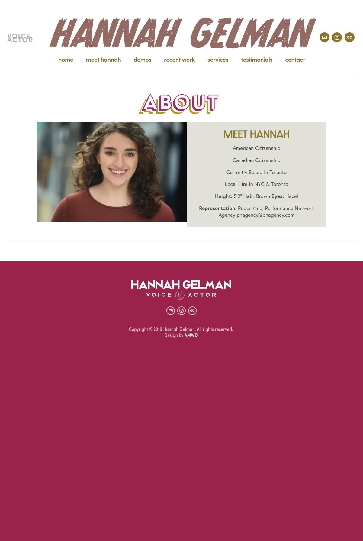 Screenshot 3 of Hannah Gelman (Example Squarespace Actor Website)