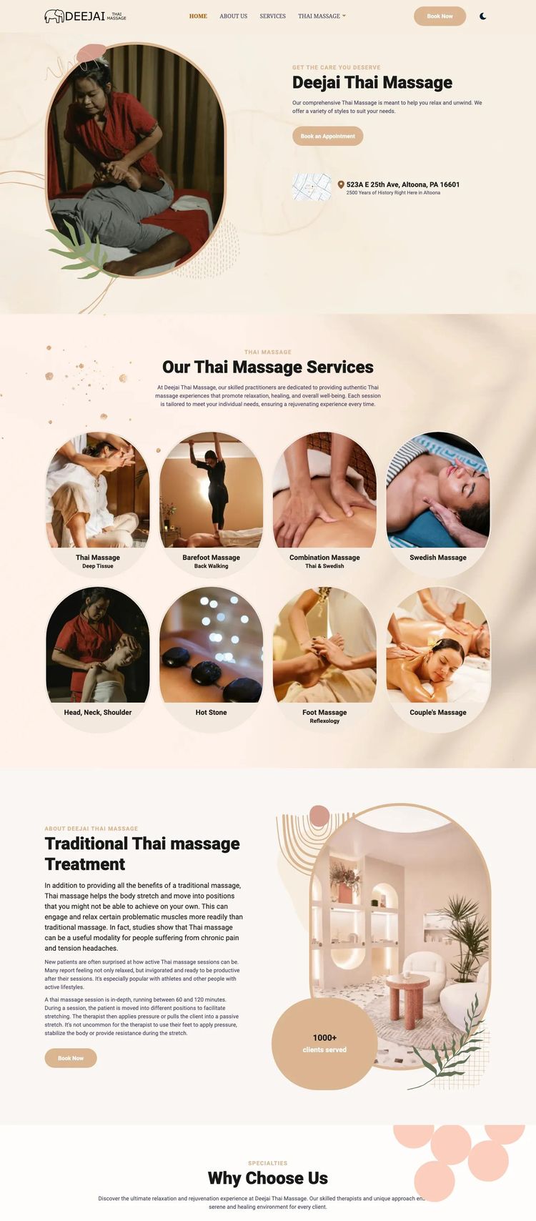 Screenshot 2 of Deejai Thai Massage (Example Astro Spa Services Website)