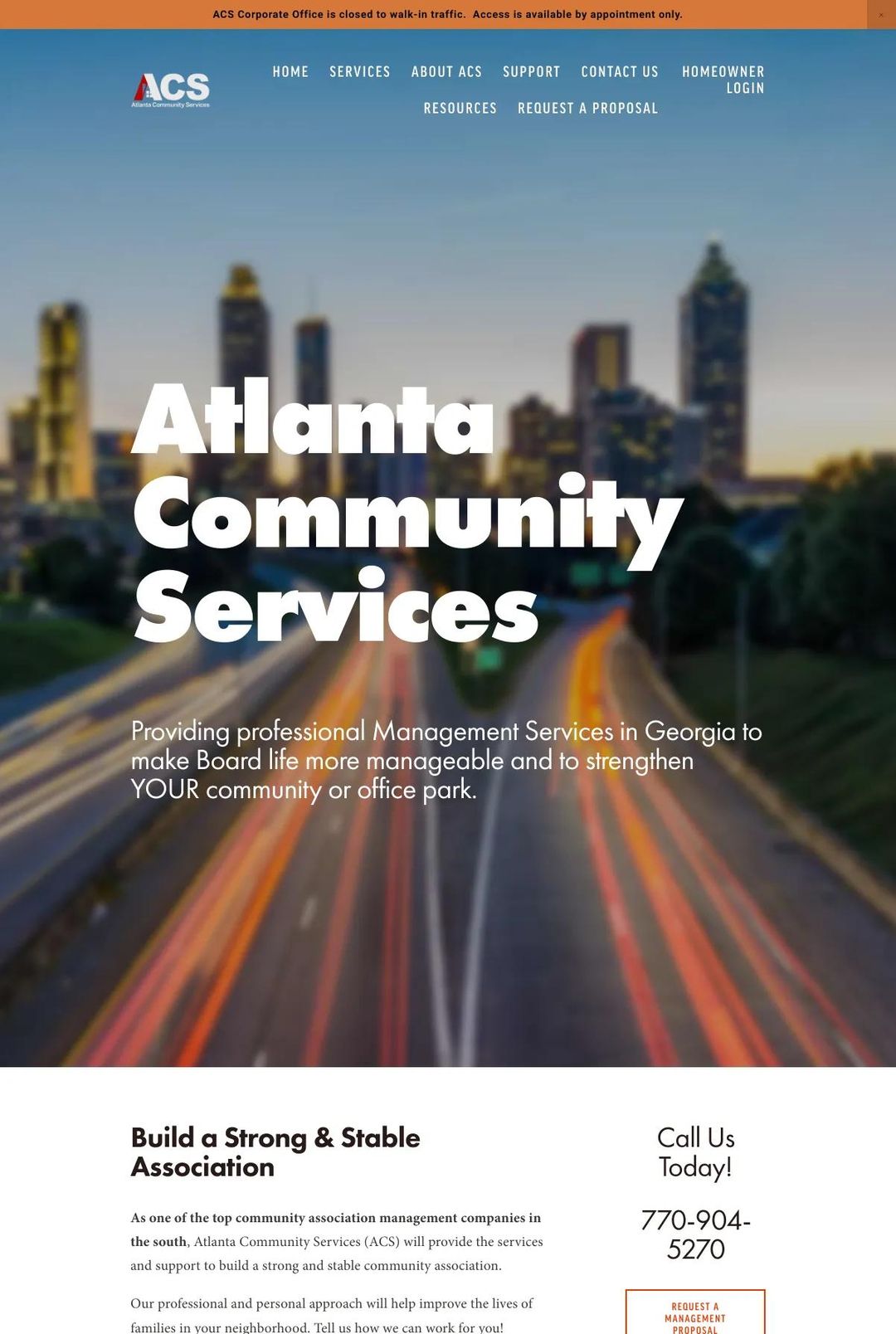Screenshot 1 of Atlanta Community Services (Example Squarespace HOA Website)