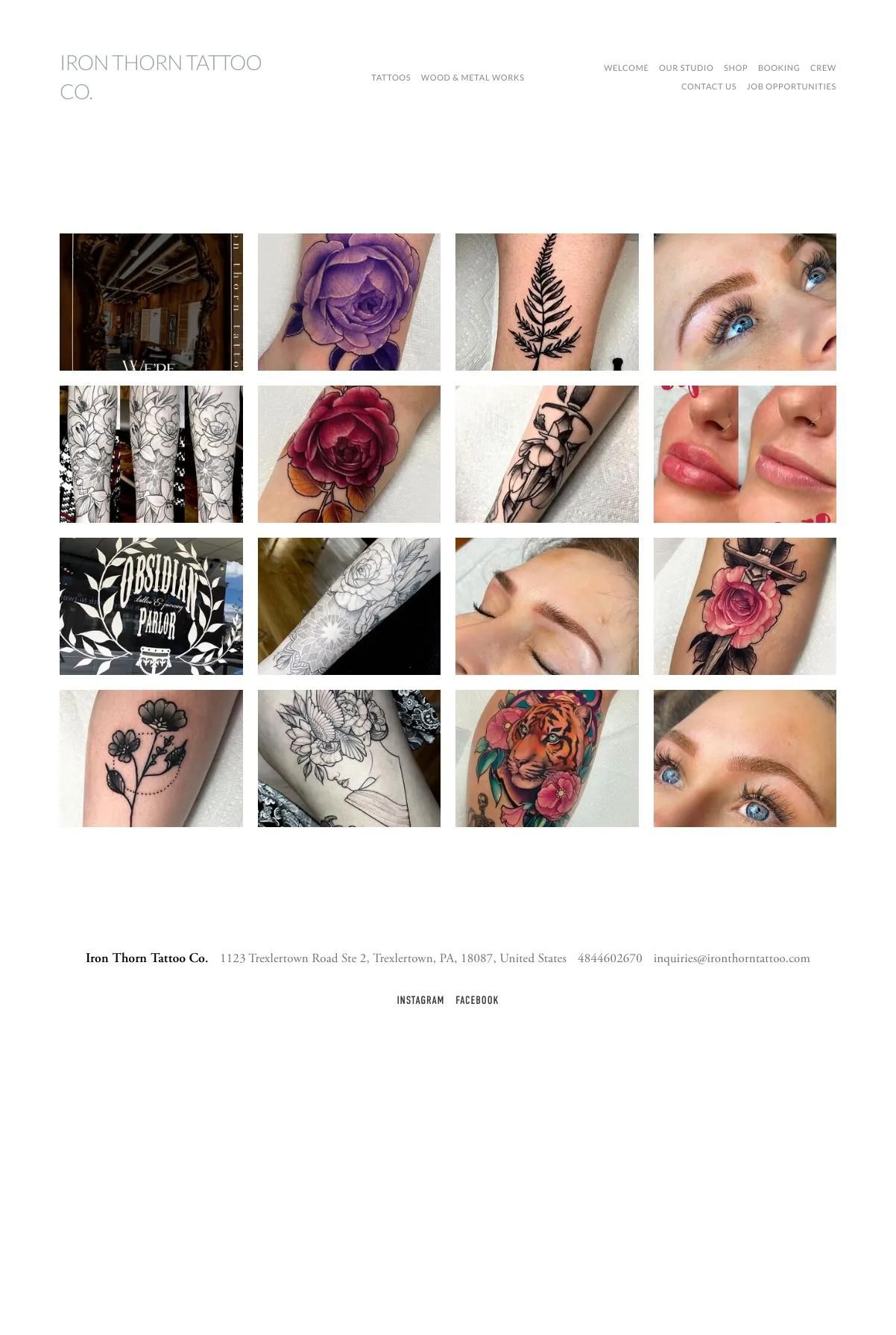 Screenshot 3 of Iron Thorn Tattoo Co. (Example Squarespace Tattoo Website)