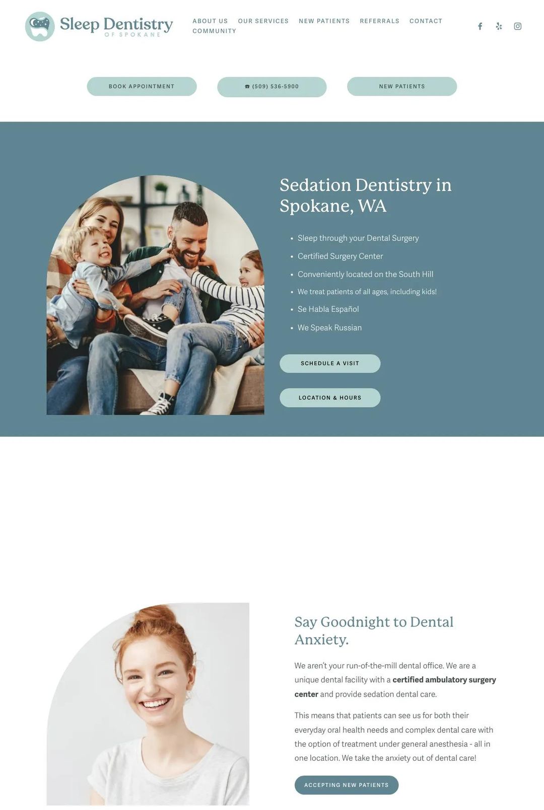 Screenshot 1 of Sleep Dentistry of Spokane (Example Squarespace Dentist Website)