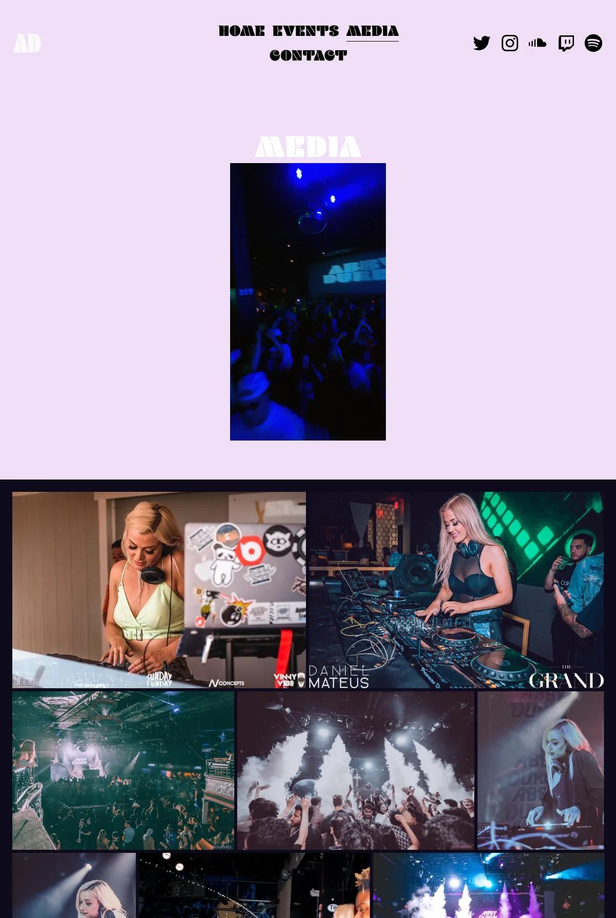 Screenshot 2 of DJ Abby Duren (Example Squarespace Music Producer Website)