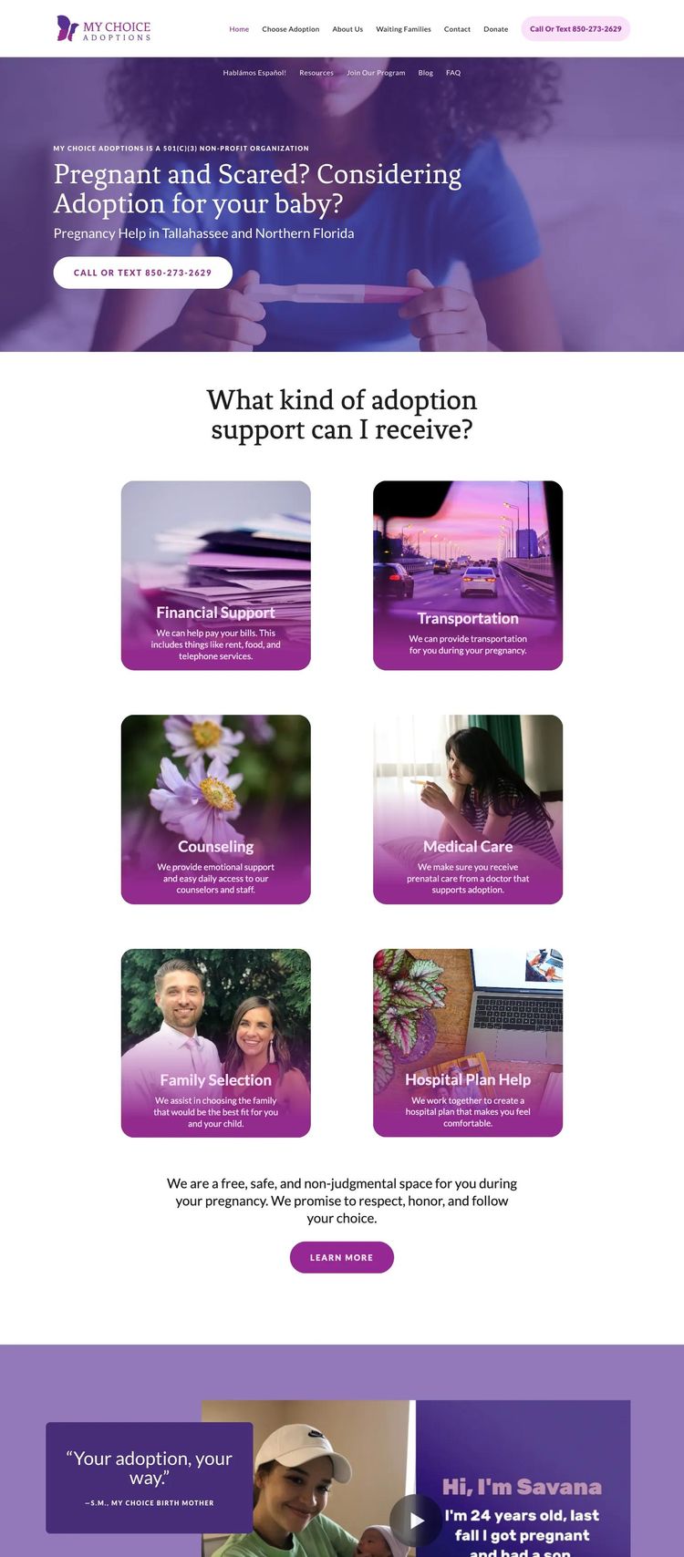 Screenshot 1 of My Choice Adoptions (Example Squarespace Nonprofit Organization Website)