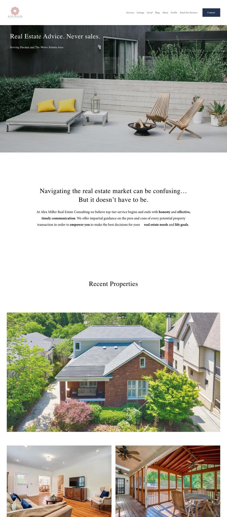 Screenshot 1 of Alex Miller Real Estate Consulting (Example Squarespace Real Estate Agent Website)