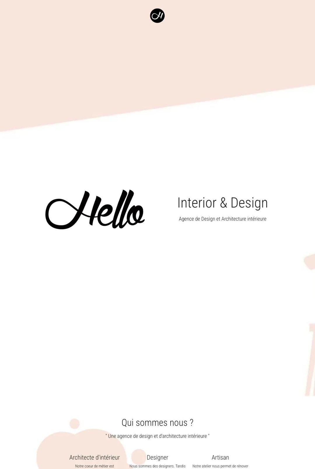 Screenshot 1 of Hello Interior Design (Example Strikingly Website)
