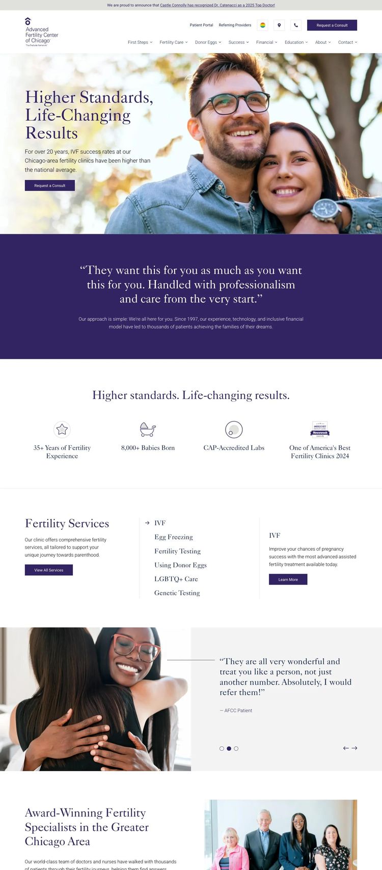 Screenshot 2 of Advanced Fertility Center of Chicago (Example Framer Medical Practice Website)