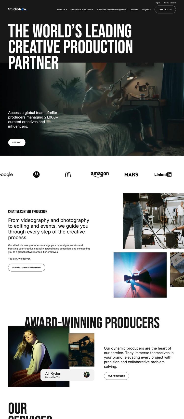 Screenshot 2 of StudioNow (Example HubSpot Video Editing Website)