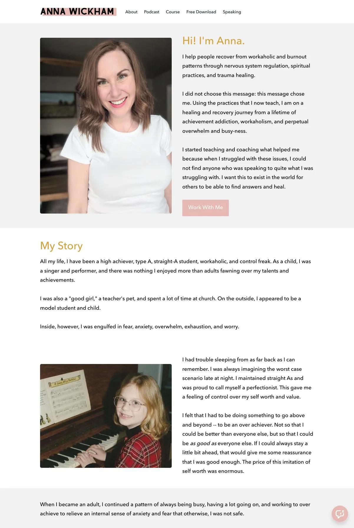 Screenshot 2 of Anna Wickham (Example Podia Website)
