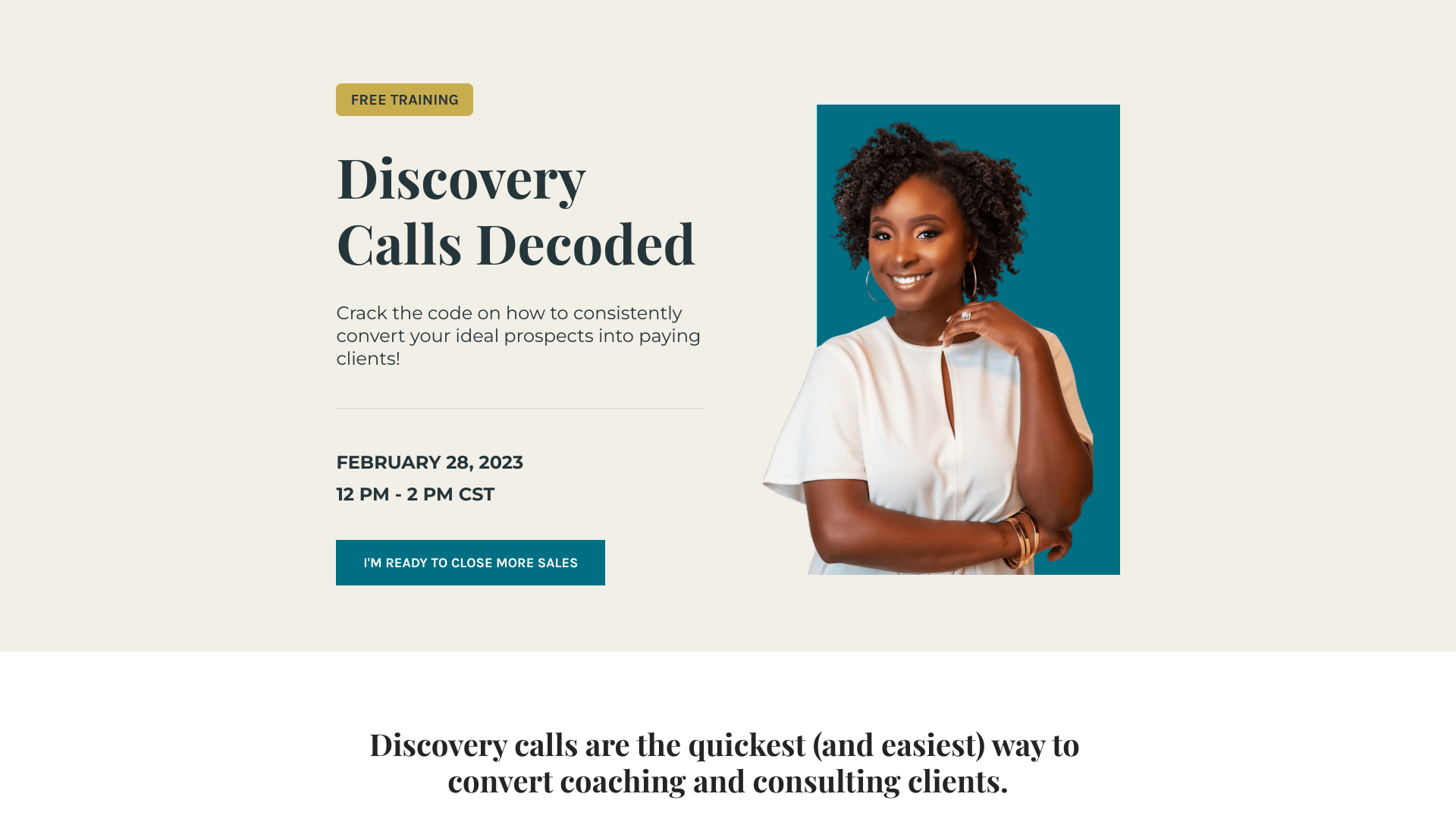 Screenshot of the Discovery Calls Decoded website