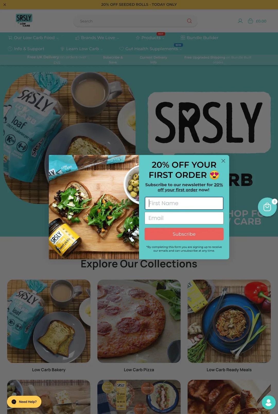 Screenshot 1 of Seriously Low Carb (Example Shopify Food and Beverage Website)