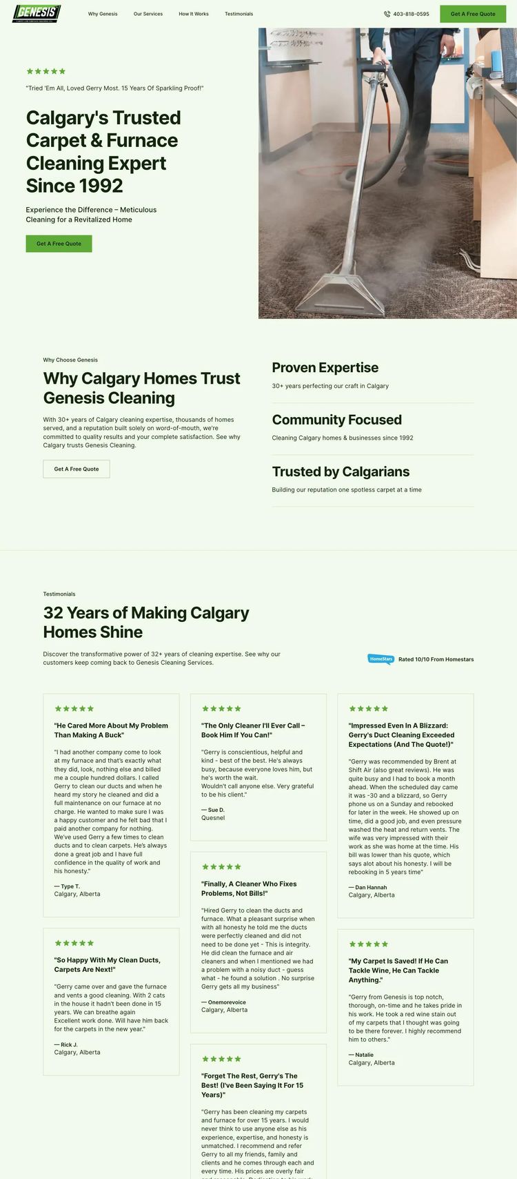 Screenshot 1 of Genesis Cleaning Services (Example Webstudio Website)