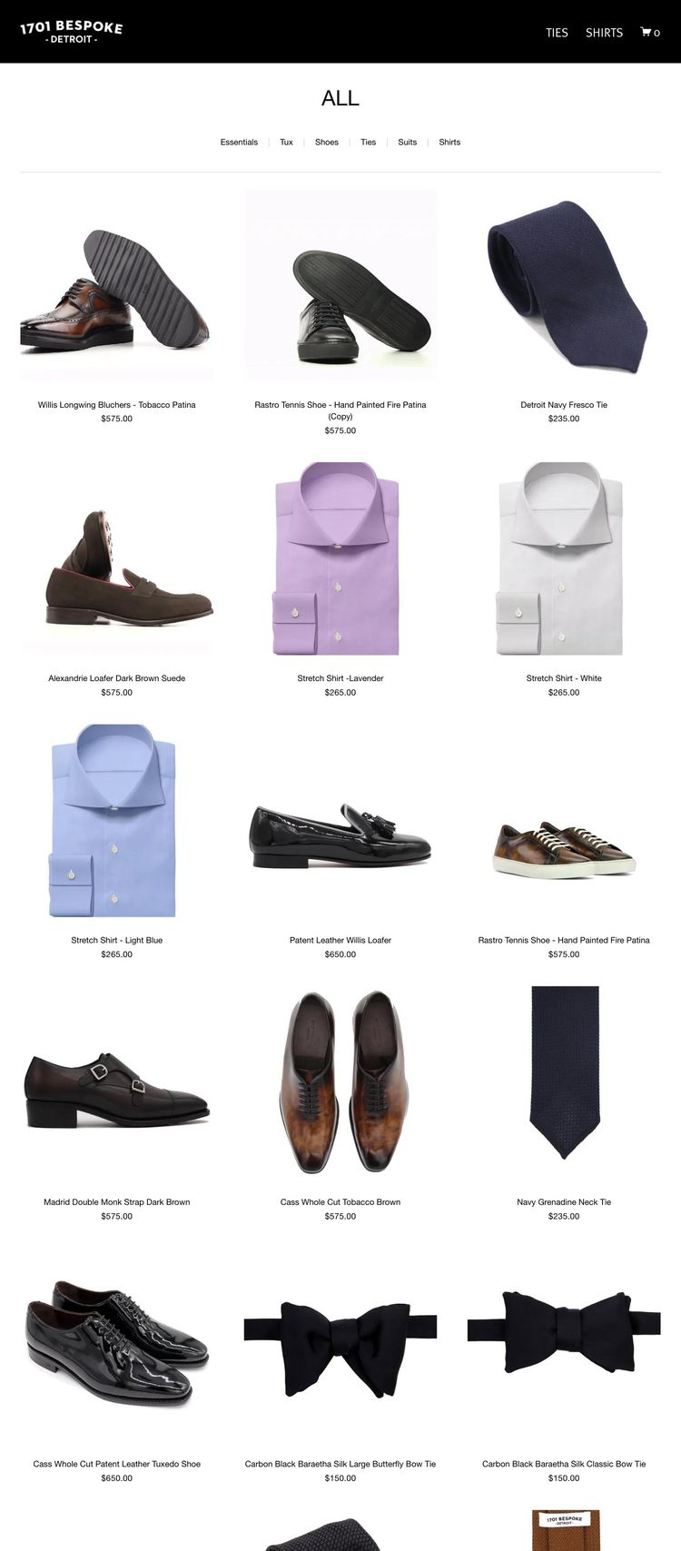 Screenshot 2 of Not specified in the provided content or the domain (1701.shop) (Example Squarespace Clothing/Fashion Website)