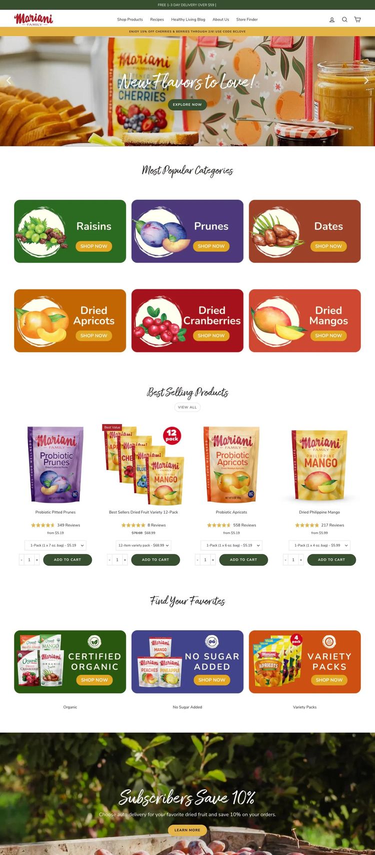 Screenshot 2 of Mariani (Example Shopify Food and Beverage Website)