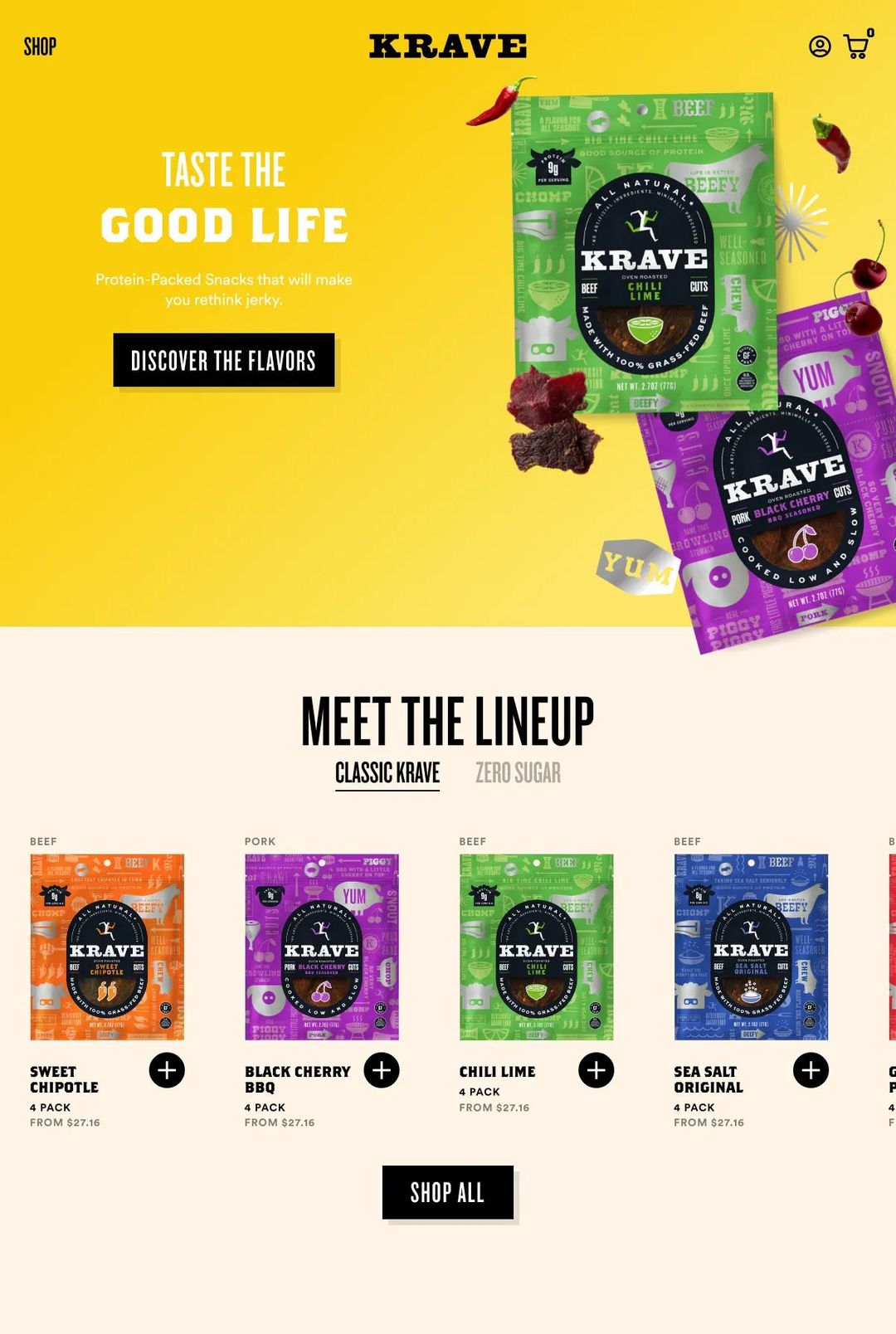 Screenshot 1 of KRAVE Jerky (Example Shopify Food and Beverage Website)