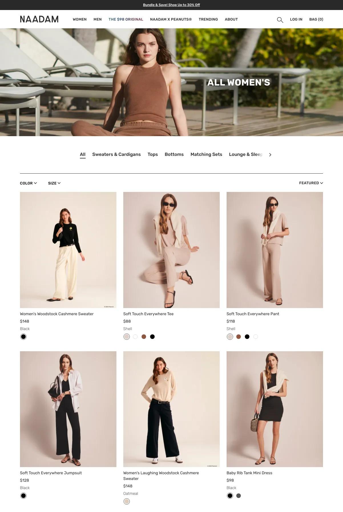 Screenshot 2 of NAADAM (Example Shopify Clothing Website)