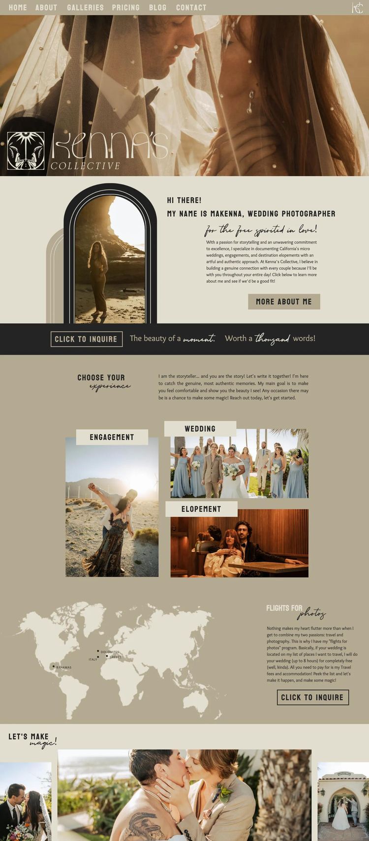 Screenshot 2 of Kenna’s Collective (Example undefined Photography Website)