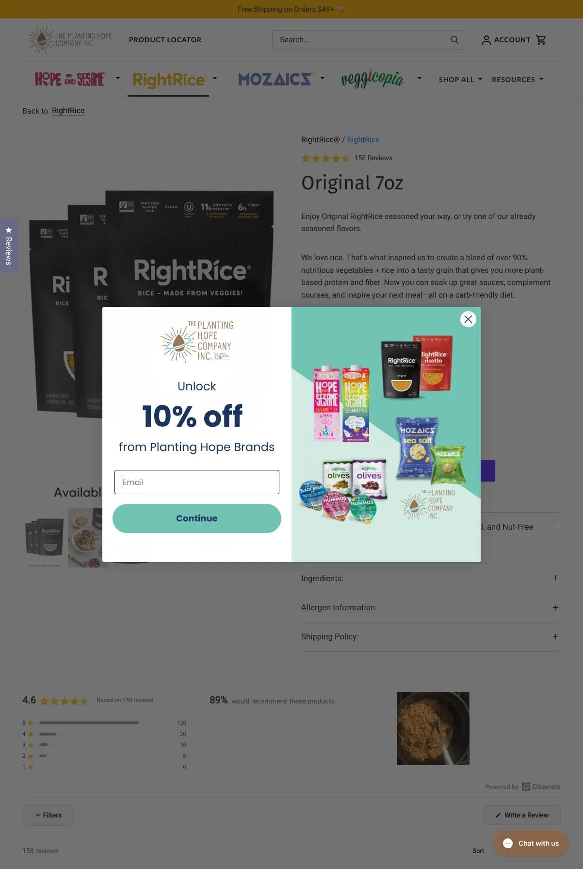 Screenshot 2 of RightRice (Example Shopify Food and Beverage Website)