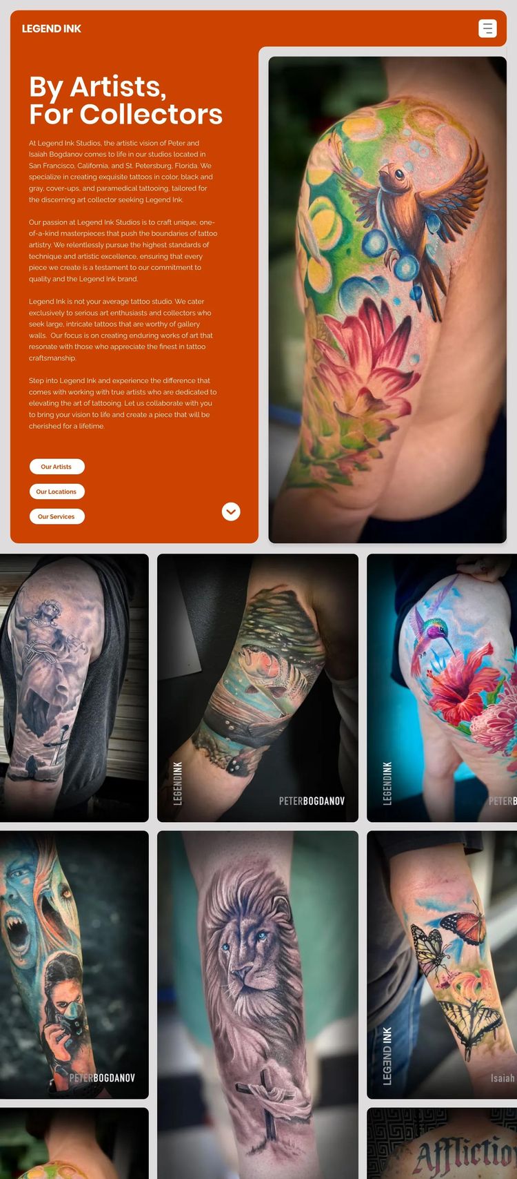 Screenshot 2 of Legend Ink (Example Wix Tattoo Artist/Studio Website)