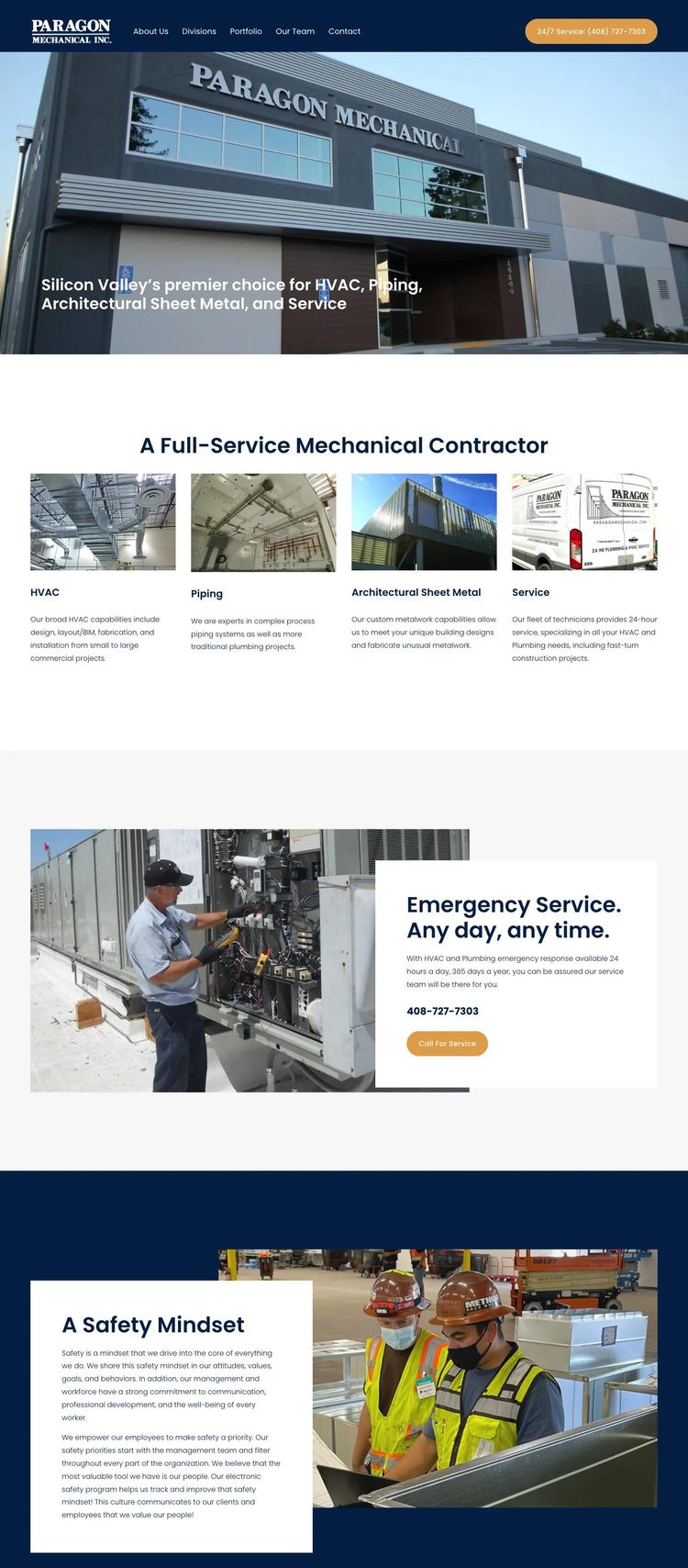 Screenshot 1 of Paragon Mechanical (Example Squarespace HVAC Website)