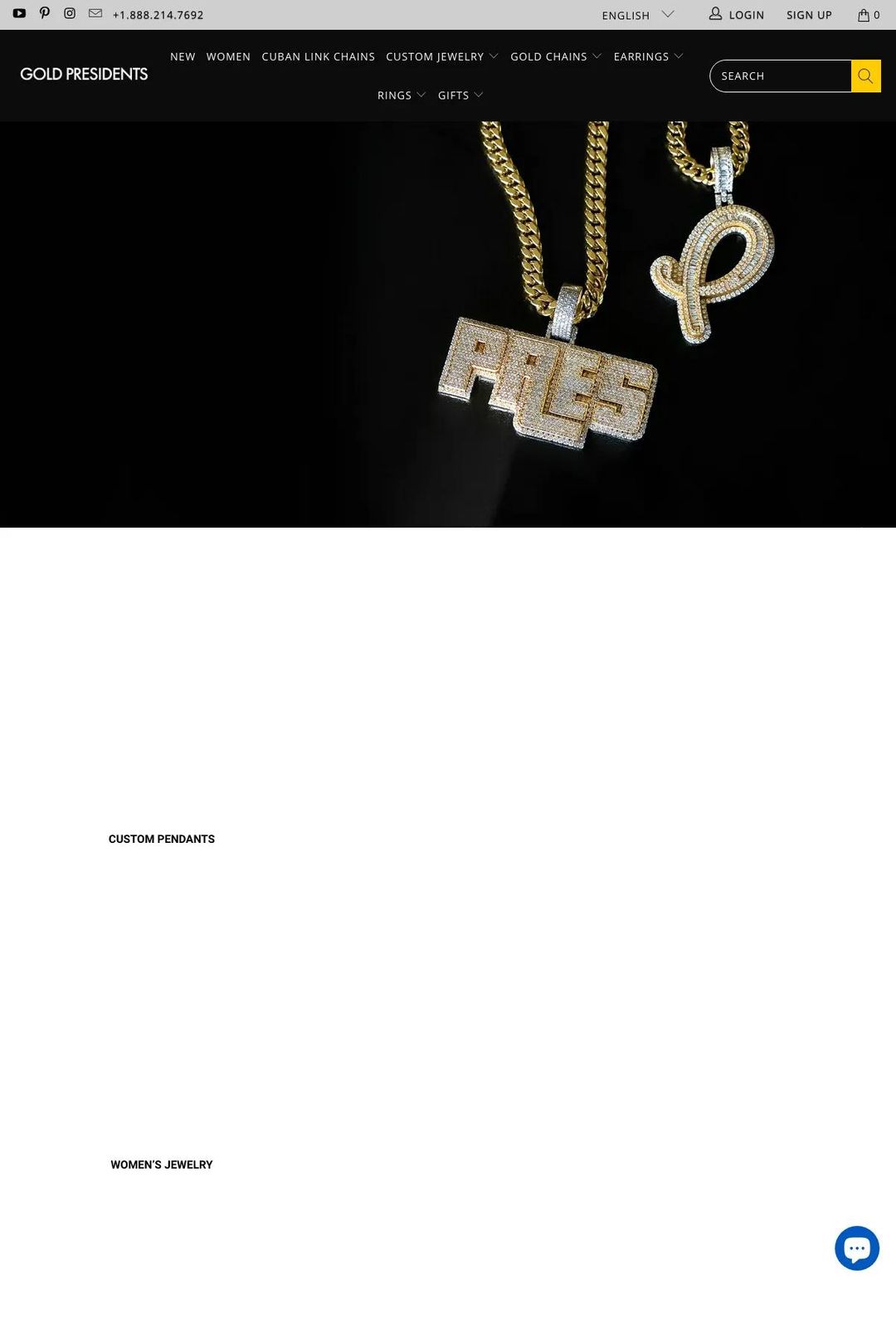 Screenshot 1 of Gold Presidents (Example Shopify Jewelry Website)