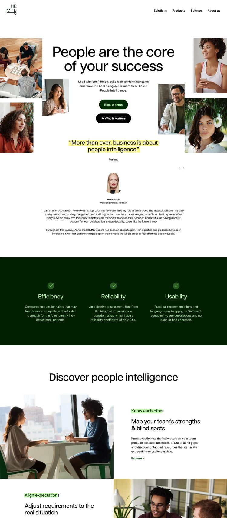 Screenshot 2 of HRMNY (Example Squarespace AI and Machine Learning Website)