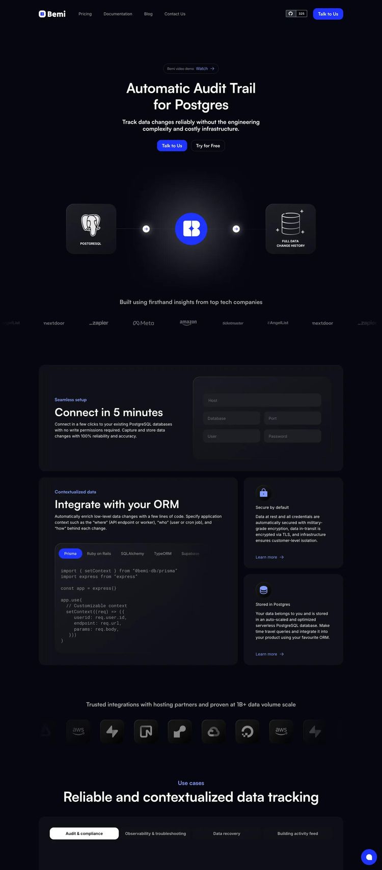 Screenshot 2 of Bemi (Example Framer Software Development Website)