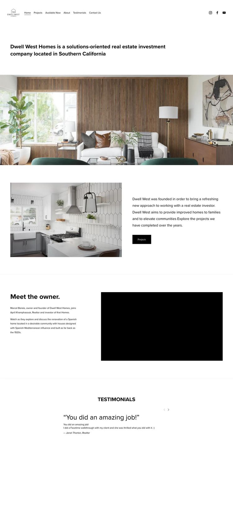 Screenshot 1 of Dwell West Homes (Example Squarespace Real Estate Agent Website)