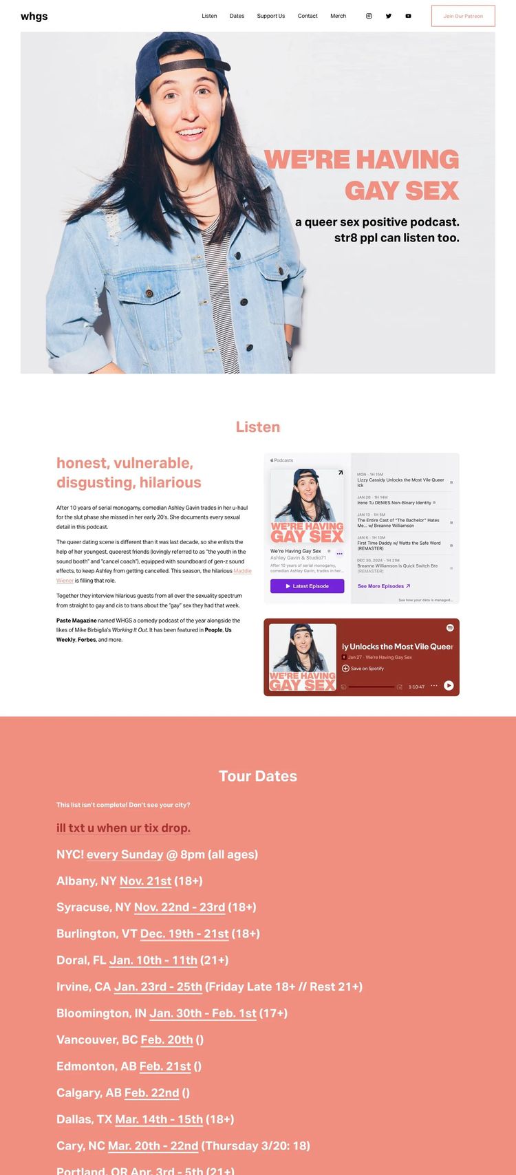 Screenshot 1 of WHGS (Example Squarespace Podcast Website)
