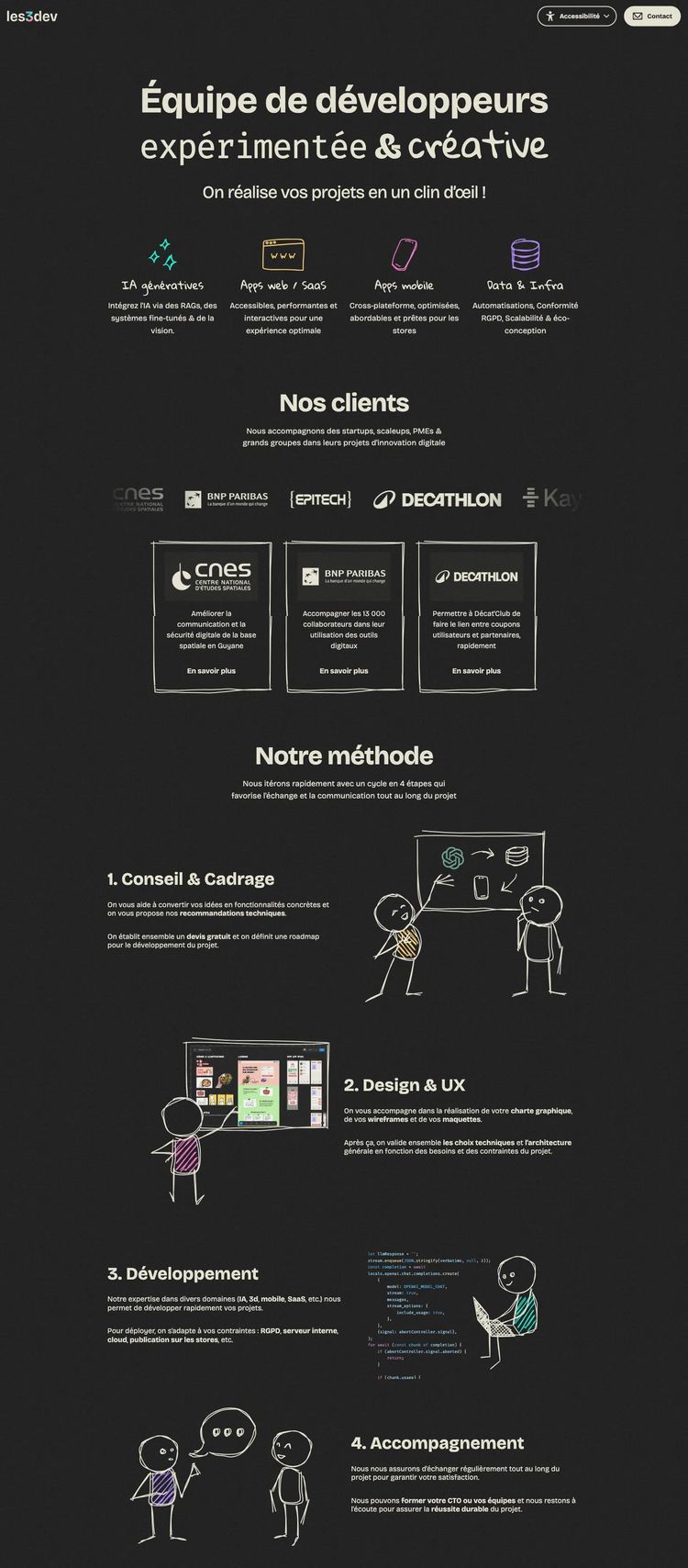 Screenshot 2 of Les3 (Example Svelte Software Development Website)