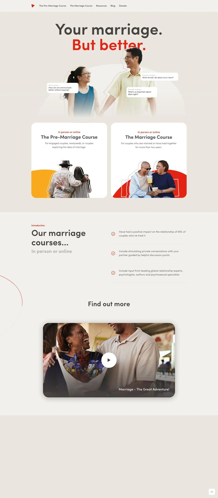 Screenshot 2 of The Marriage Course (Example Webflow Church/Religious Organization Website)
