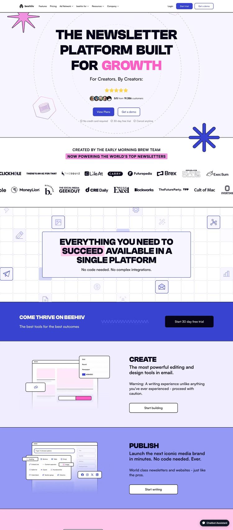 Screenshot 2 of beehiiv (Example Next.js Software Development Website)