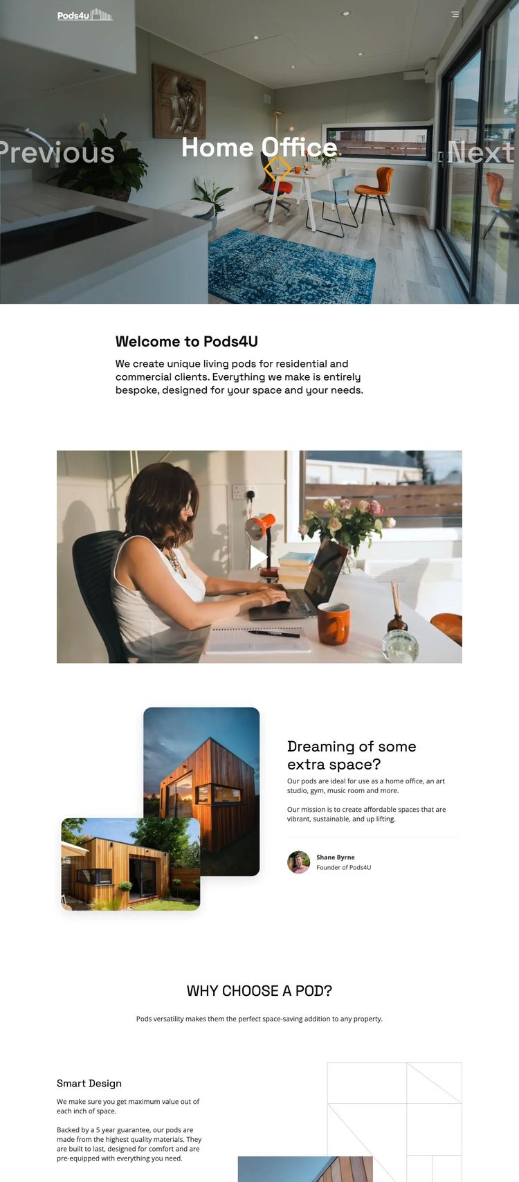 Screenshot 2 of Pods4U (Example Webflow Construction Website)