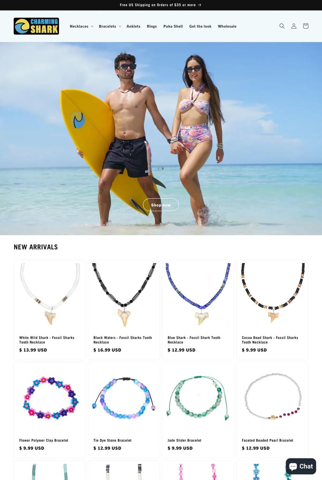 Screenshot 1 of Charming Shark Retail (Example Shopify Jewelry Website)