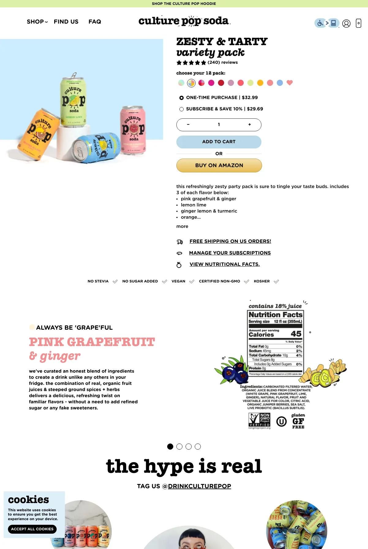Screenshot 3 of Culture Pop (Example Shopify Food and Beverage Website)