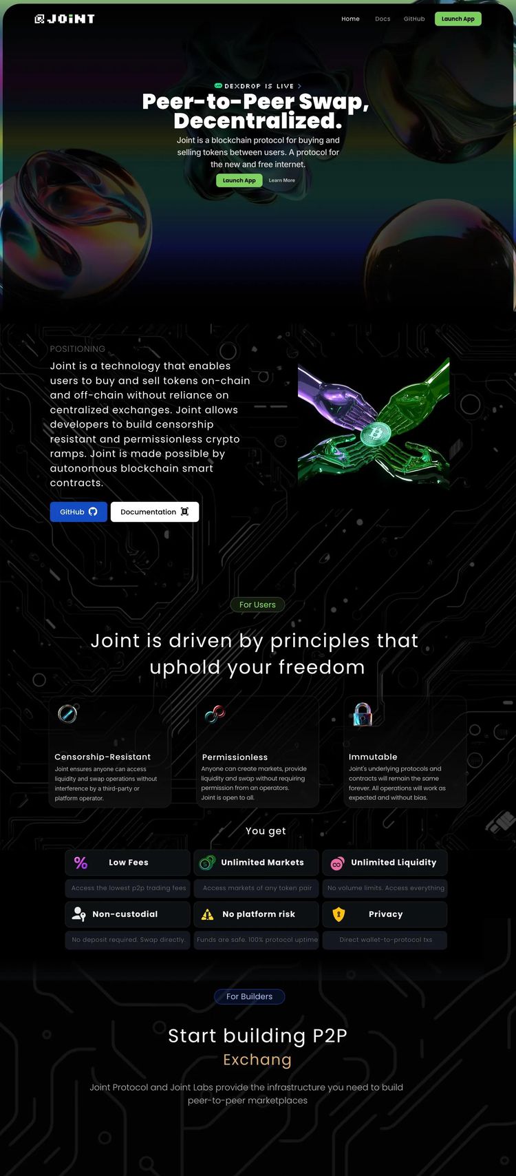 Screenshot 2 of Joint (Example Framer Developer Tools Website)