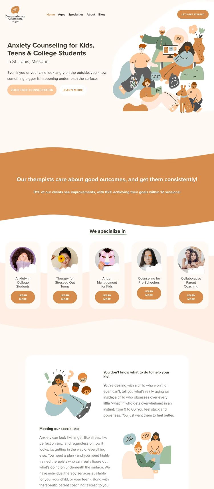 Screenshot 1 of Compassionate Counseling St. Louis (Example Squarespace Therapist Website)