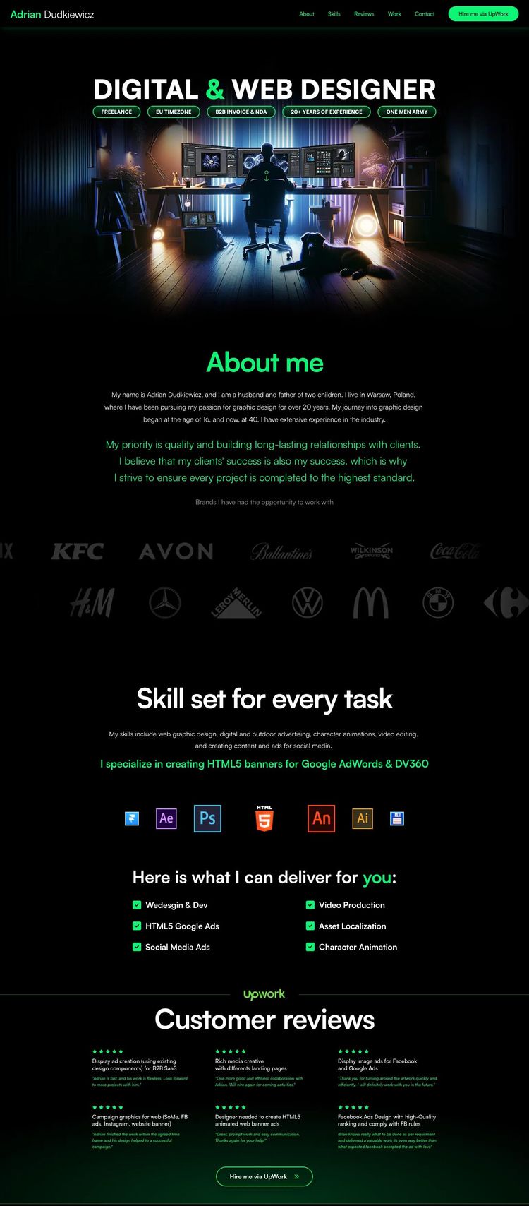 Screenshot 2 of Adrian Dudkiewicz (Example Framer Design Agency/Studio Website)